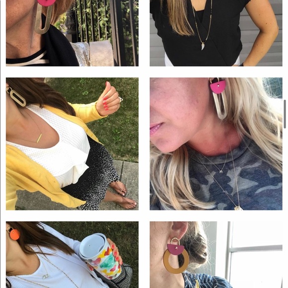 Stella & Dot Green and Gold Drop Earrings - Picture 2 of 3